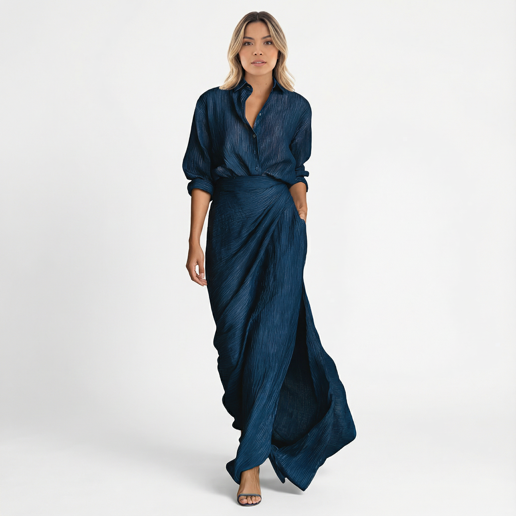 Conjunto Maxi Plisado Elegante Mujer
